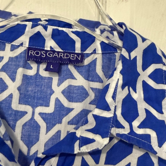 Tuckernuck‎ Ro’s Garden Romy Long Sleeve Printed Shirt Dress Blue Size Large - Picture 2 of 7
